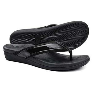 Megnya Black Orthotic Plantar Fasciitis Wedge Flip Flop Thong Sandals / Shoes.